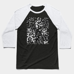 A Maze Ing Black and White Tangle Transparent Background Baseball T-Shirt